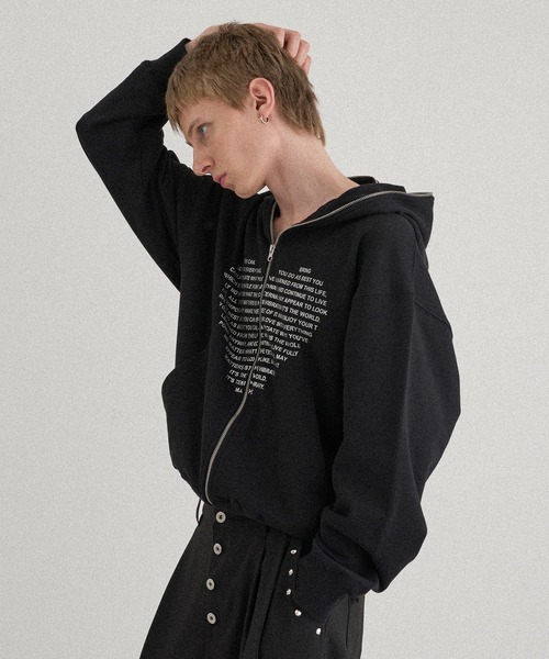 WISH FOR EVER(ウィッシュフォーエバー)の「【 WISH FOR EVER × ONCILY 】HEART COLLAB FULL-ZIP HOODIE/ハートコラボフルジップフーディ(パーカー・メンズ・ライトグレー/ブラック/ネイビー/ダークブルー/レッド/その他・SMALL/LARGE/MEDIUM)」の11枚目の写真