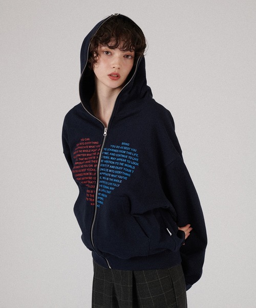 WISH FOR EVER(ウィッシュフォーエバー)の「【 WISH FOR EVER × ONCILY 】HEART COLLAB FULL-ZIP HOODIE/ハートコラボフルジップフーディ(パーカー・メンズ・ライトグレー/ブラック/ネイビー/ダークブルー/レッド/その他・SMALL/LARGE/MEDIUM)」の18枚目の写真