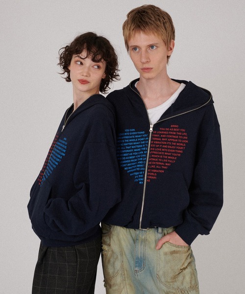 WISH FOR EVER(ウィッシュフォーエバー)の「【 WISH FOR EVER × ONCILY 】HEART COLLAB FULL-ZIP HOODIE/ハートコラボフルジップフーディ(パーカー・メンズ・ライトグレー/ブラック/ネイビー/ダークブルー/レッド/その他・SMALL/LARGE/MEDIUM)」の21枚目の写真