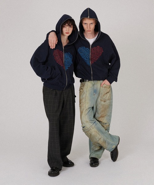 WISH FOR EVER(ウィッシュフォーエバー)の「【 WISH FOR EVER × ONCILY 】HEART COLLAB FULL-ZIP HOODIE/ハートコラボフルジップフーディ(パーカー・メンズ・ライトグレー/ブラック/ネイビー/ダークブルー/レッド/その他・SMALL/LARGE/MEDIUM)」の22枚目の写真