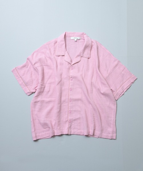 MARKEY'S(マーキーズ)の「Wガーゼオープンカラーワイドシャツ/おとな(シャツ/ブラウス・レディース・ベージュ/ブラック/ピンク・160cm)」の1枚目の写真