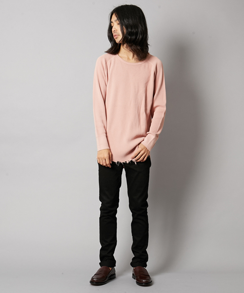 AMERICAN RAG CIE(アメリカンラグシー)の「裾ダメージ加工 丸胴 ロングサーマル 長袖 カットソー WEB限定(Tシャツ/カットソー・メンズ・ホワイト/ピンク/ブルー/ネイビー/チャコールグレー・1/2/3)」の11枚目の写真