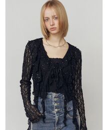 EMODA | ドットラッフルフリルクロップトップ(Tシャツ/カットソー)