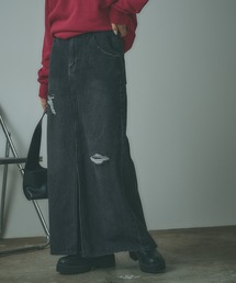 BLANK | Crushed long Denim Skirt / クラッシュロングデニムスカート(デニムスカート)