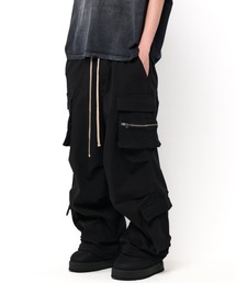 DANKE SCHON | DankeSchon/ダンケシェーン/PREMIUM SUPER STRETCH TC BLACK WIDE ZIP POCKET PANTS(カーゴパンツ)