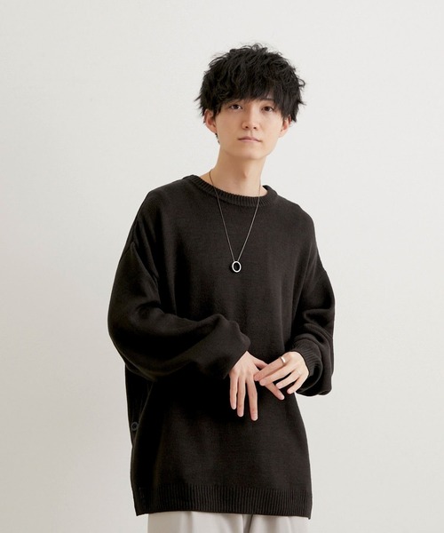 JUNRED(ジュンレッド)の「こめ×JUNRed サイドボタンルーズニットプルオーバー(ニット/セーター・メンズ・チャコールグレー/ワイン/ブルー系その他4・S/M/L)」の1枚目の写真