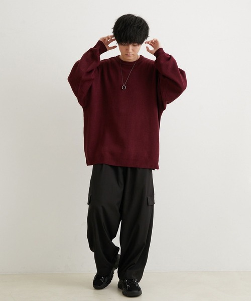 JUNRED(ジュンレッド)の「こめ×JUNRed サイドボタンルーズニットプルオーバー(ニット/セーター・メンズ・チャコールグレー/ワイン/ブルー系その他4・S/M/L)」の14枚目の写真