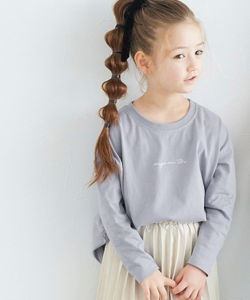 lulpini(ルルピー二)の「kids コットンロングスリーブロゴTシャツ(Tシャツ/カットソー・キッズ・ラベンダー/オフホワイト/モカ・S/L/M)」の3枚目の写真