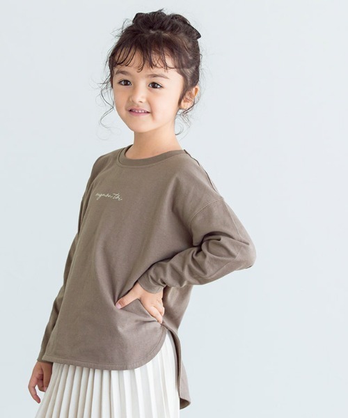 lulpini(ルルピー二)の「kids コットンロングスリーブロゴTシャツ(Tシャツ/カットソー・キッズ・ラベンダー/オフホワイト/モカ・S/L/M)」の1枚目の写真