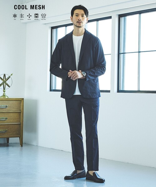 ABAHOUSE GRAY(アバハウスグレイ)の「【SMART CLOSET/上下2点セット】接触冷感 カットメッシュ セットアップ/スーツ ジャケット&スラックス(セットアップ・メンズ・グレー/ブラック/ライトグレー/ネイビー/モカ/ダークブラウン・50/46/48/44)」の1枚目の写真