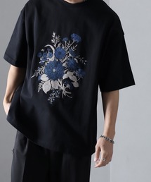 welise | 【welise/ウェライズ】HQクリアコットンファブリック  レトロフラワー刺繍 オーバーサイズ半袖Tシャツ (Tシャツ/カットソー)