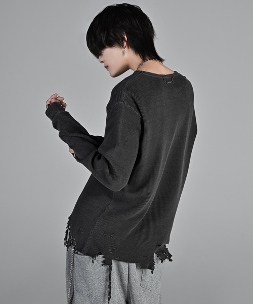 ADRER(アドラー)の「waffle damage long-T / ワッフルダメージロンT(Tシャツ/カットソー・メンズ・オフホワイト/グレー/ブラック・XS/S/M/L)」の14枚目の写真