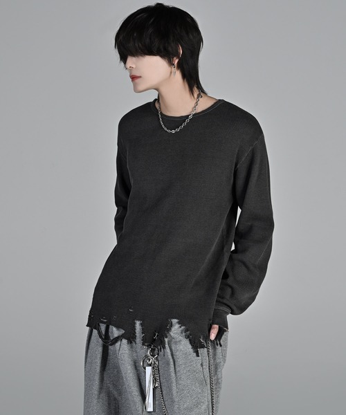 ADRER(アドラー)の「waffle damage long-T / ワッフルダメージロンT(Tシャツ/カットソー・メンズ・オフホワイト/グレー/ブラック・XS/S/M/L)」の13枚目の写真