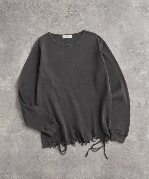 ADRER(アドラー)の「waffle damage long-T / ワッフルダメージロンT(Tシャツ/カットソー・メンズ・オフホワイト/グレー/ブラック・XS/S/M/L)」の17枚目の写真