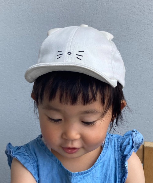 GRIN BUDDY(グリンバディ)の「【GRIN BUDDY(グリンバディ)】キッズ キャット耳付きキャップ/Cat Ear Cap(キャップ・キッズ・ピンク/ホワイト/ブラック/ダークインディゴブルー/ベージュ/オレンジ・52㎝/54㎝)」の2枚目の写真