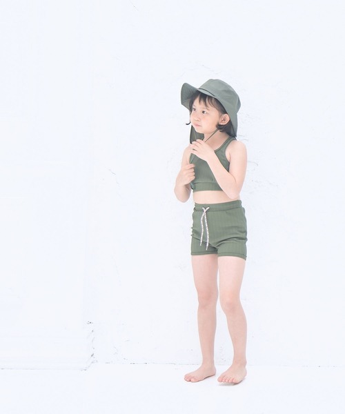 LOWRYS FARM(ローリーズファーム)の「SWIMリブセットアップ 182289(水着・キッズ・イエロー/グレー/カーキ・110cm/120cm/130cm)」の1枚目の写真