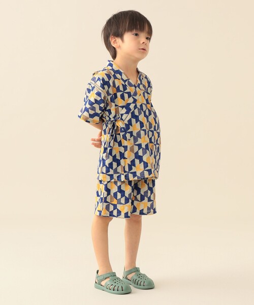 BEAMS mini(ビームスミニ)の「幾何学柄 甚平 2026SS (90~130cm)お祭り 女の子 男の子 夏休み 花火大会 夕涼み(浴衣・キッズ・ブルー/オレンジ・S(90~100)/M(110~120)/L(130~140))」の16枚目の写真