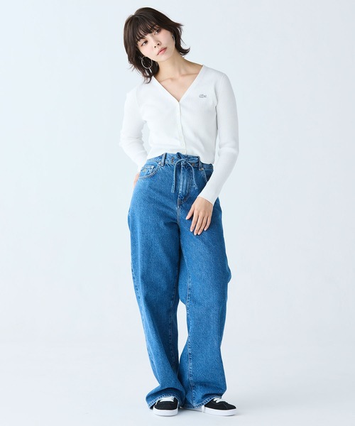 LACOSTE(ラコステ)の「UVカット クールマックスリブニットカーディガン(カーディガン/ボレロ・レディース・グリーン/ホワイト/ブラック/スカイブルー/ライトグレー・40/36/38/34)」の6枚目の写真