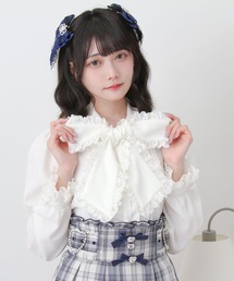 レースフリルたっぷり上品ボウタイリボンブラウス