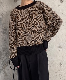 ジャガードニットプルオーバー