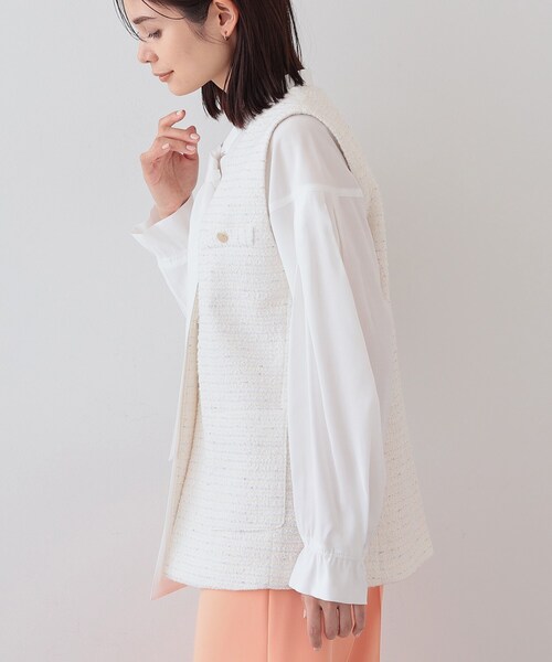 INDIVI(インディヴィ)の「【2点セット/UVケア】ツイードジレ&ボウタイブラウス カセット服(その他トップス・レディース・アイボリー系3/ホワイト系6/ブラック系3・05/15 /38/13/34)」の11枚目の写真