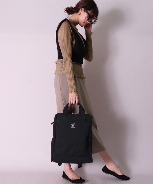 anello(アネロ)の「(LF)【anello】2WAY 10ポケット トート型 リュック(バックパック/リュック・レディース・ブラック/ネイビー/オリーブ/ブラック系その他/グレイッシュベージュ・ONE SIZE)」の7枚目の写真