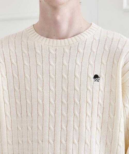 TAKEO KIKUCHI(タケオキクチ)の「【LIMITED】ワンポイント刺繍ケーブルニット(ニット/セーター・メンズ・ブラック/ベージュ/ダークグレー/ブルー系その他/ホワイト系・01/02/03/04)」の13枚目の写真