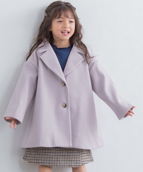 lulpini(ルルピー二)の「kids ウールタッチAラインコート(その他アウター・キッズ・アイボリー/ラベンダー・S/M/L)」の3枚目の写真