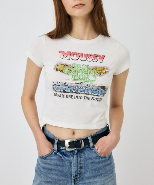 MOUSSY(マウジー)の「【2サイズ展開】MOUSSY TOUR 24 Tシャツ(Tシャツ/カットソー・レディース・ブラック/ホワイト/ダークグレー・1/2)」の2枚目の写真