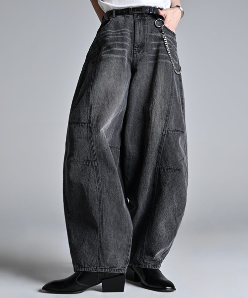 ADRER(アドラー)の「Super Wide Balloon Pants / スーパーワイド バルーンパンツ(デニムパンツ・メンズ・ブラック系1/グレー系1/ブラック系2・S/XS/L/M)」の9枚目の写真