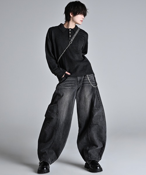 ADRER(アドラー)の「Super Wide Balloon Pants / スーパーワイド バルーンパンツ(デニムパンツ・メンズ・ブラック系1/グレー系1/ブラック系2・S/XS/L/M)」の12枚目の写真