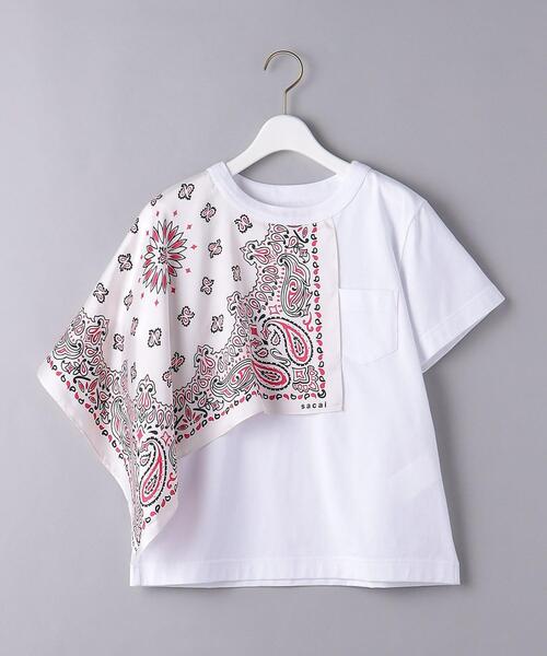 Sacai(サカイ)の「<sacai(サカイ)>バンダナプリント Tシャツ ■■■(Tシャツ/カットソー・レディース・ホワイト/ブラック・1/2)」の1枚目の写真