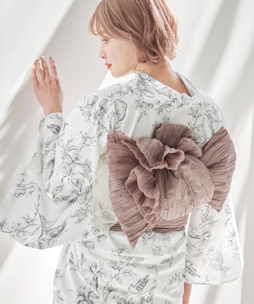 Dita(ディータ)の「しわ兵児帯 選べる47色 浴衣 帯【K】(和装小物・レディース・サンドベージュ/クリーム/ネイビー/アクア/パープル/ダークパープル/ラベンダー/イエロー/マスタード/コーラルピンク/レッド/ブラック/スカイブルー/ライラック/ボルドー/レモンイエロー/チョコ/ホワイト/セージグリーン/アッシュグレー/フレッシュイエロー/ライトパープル/テラコッタ/サーモンピンク/ダークブルー/ターコイズブルー/グレイッシュブルー/ライトイエロー/ベージュ/ローズ/ピンクベージュ/オレンジ/ダークグリーン/グレー/バイオレット/カーキ/ライトグレー/オリーブ/スモークピンク/ベビーピンク/ブルーグレー/エンジ/アッシュブラウン/ダークウッド/タン/レンガ/ピンク系その他・FREE)」の8枚目の写真