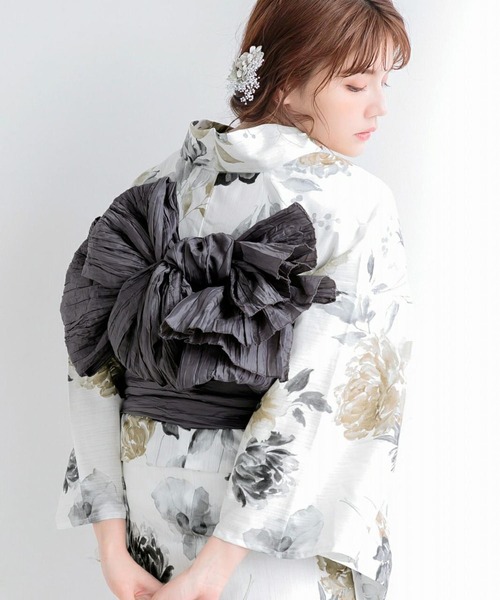 Dita(ディータ)の「しわ兵児帯 選べる47色 浴衣 帯【K】(和装小物・レディース・サンドベージュ/クリーム/ネイビー/アクア/パープル/ダークパープル/ラベンダー/イエロー/マスタード/コーラルピンク/レッド/ブラック/スカイブルー/ライラック/ボルドー/レモンイエロー/チョコ/ホワイト/セージグリーン/アッシュグレー/フレッシュイエロー/ライトパープル/テラコッタ/サーモンピンク/ダークブルー/ターコイズブルー/グレイッシュブルー/ライトイエロー/ベージュ/ローズ/ピンクベージュ/オレンジ/ダークグリーン/グレー/バイオレット/カーキ/ライトグレー/オリーブ/スモークピンク/ベビーピンク/ブルーグレー/エンジ/アッシュブラウン/ダークウッド/タン/レンガ/ピンク系その他・FREE)」の6枚目の写真