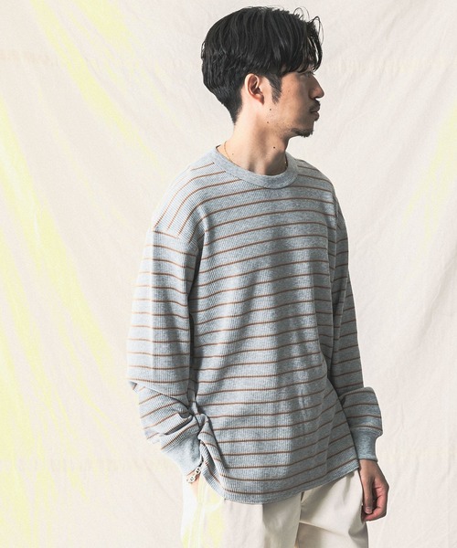 MILLER(ミラー)の「『別注』Miller×URBAN RESEARCH ワッフルボーダーT-SHIRTS(Tシャツ/カットソー・メンズ・ホワイト/グレー/ブルー系その他・LARGE/MEDIUM)」の1枚目の写真