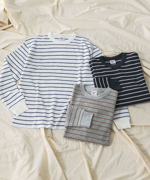 MILLER(ミラー)の「『別注』Miller×URBAN RESEARCH ワッフルボーダーT-SHIRTS(Tシャツ/カットソー・メンズ・ホワイト/グレー/ブルー系その他・LARGE/MEDIUM)」の2枚目の写真