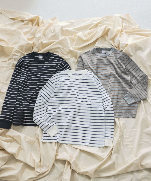 MILLER(ミラー)の「『別注』Miller×URBAN RESEARCH ワッフルボーダーT-SHIRTS(Tシャツ/カットソー・メンズ・ホワイト/グレー/ブルー系その他・LARGE/MEDIUM)」の6枚目の写真