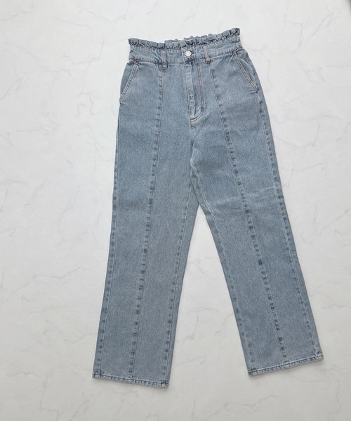 AS KNOW AS plus(アズノゥアズプラス)の「♪フラッシャー付 ハイウエストデニム セミワイドパンツ(デニムパンツ・レディース・ブラック/カーキ/アイボリー/ケミカルウォッシュ/ホワイト系/ブラック系/モカ/サックスブルー/ホワイト系その他/ブラック系その他/グリーン系その他/ブルー系1/ホワイト系1/ピンク/アイボリー系・FREE)」の17枚目の写真