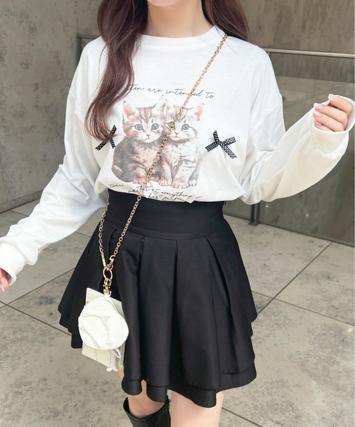 apres jour(アプレジュール)の「猫アソートリボンロンT【ZOZOTOWN限定アイテム】(Tシャツ/カットソー・レディース・レッド/ピンク/ブラック/ブルー・X-LARGE/フリー)」の15枚目の写真