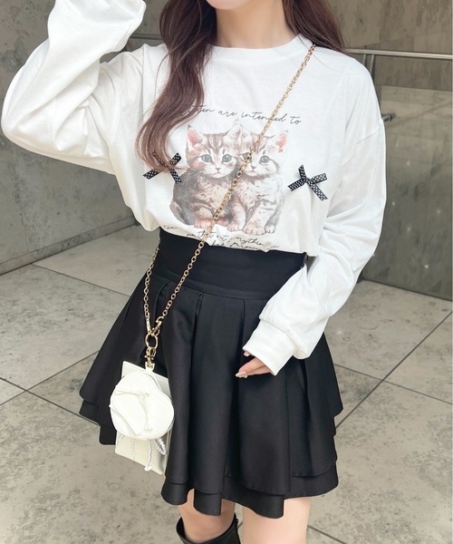 apres jour(アプレジュール)の「猫アソートリボンロンT【ZOZOTOWN限定アイテム】(Tシャツ/カットソー・レディース・レッド/ピンク/ブラック/ブルー・X-LARGE/フリー)」の16枚目の写真
