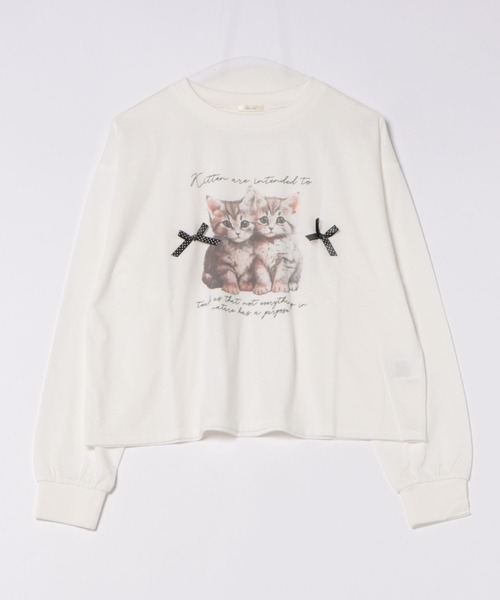 apres jour(アプレジュール)の「猫アソートリボンロンT【ZOZOTOWN限定アイテム】(Tシャツ/カットソー・レディース・レッド/ピンク/ブラック/ブルー・X-LARGE/フリー)」の7枚目の写真