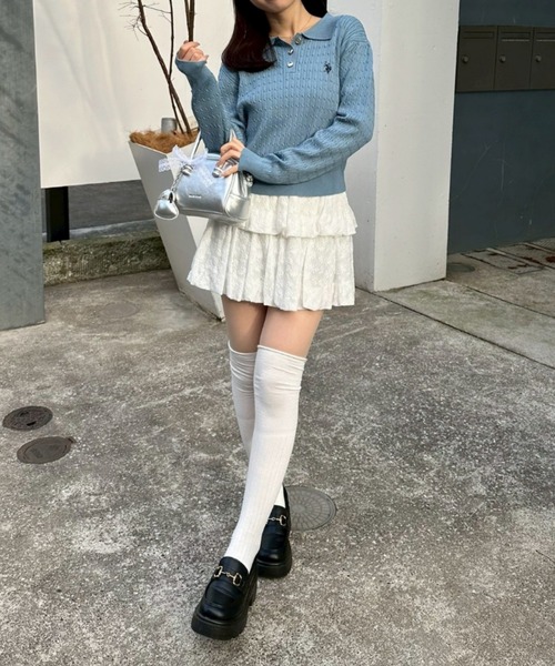 U.S. POLO ASSN.(ユーエスポロアッスン)の「【U.S. POLO ASSN. ×RMAF】ケーブルポロニットプルオーバー(ニット/セーター・レディース・ネイビー/ボルドー/グレー/オフホワイト/ブルー・FREE)」の14枚目の写真