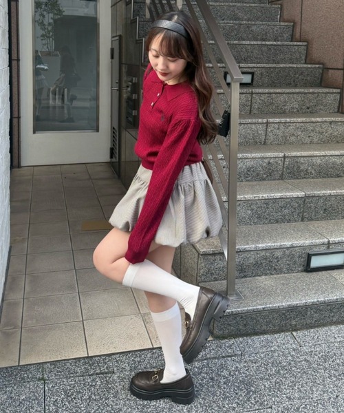 U.S. POLO ASSN.(ユーエスポロアッスン)の「【U.S. POLO ASSN. ×RMAF】ケーブルポロニットプルオーバー(ニット/セーター・レディース・ネイビー/ボルドー/グレー/オフホワイト/ブルー・FREE)」の8枚目の写真