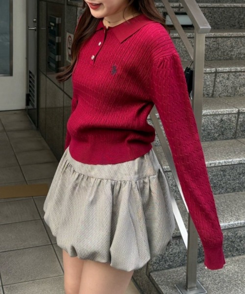 U.S. POLO ASSN.(ユーエスポロアッスン)の「【U.S. POLO ASSN. ×RMAF】ケーブルポロニットプルオーバー(ニット/セーター・レディース・ネイビー/ボルドー/グレー/オフホワイト/ブルー・FREE)」の7枚目の写真