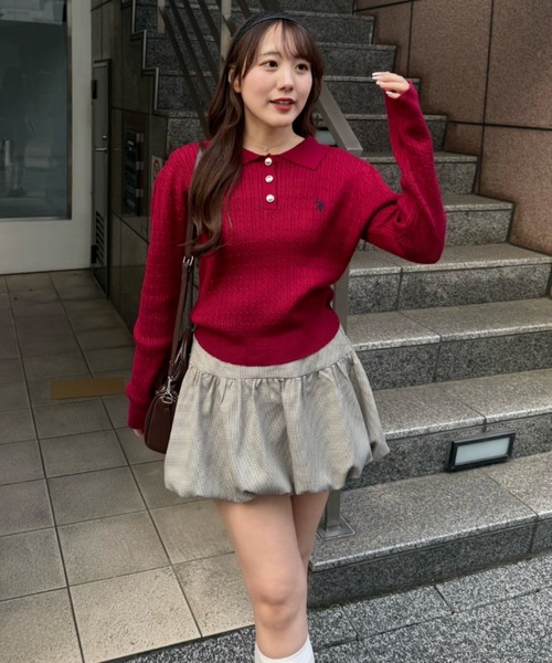 U.S. POLO ASSN.(ユーエスポロアッスン)の「【U.S. POLO ASSN. ×RMAF】ケーブルポロニットプルオーバー(ニット/セーター・レディース・ネイビー/ボルドー/グレー/オフホワイト/ブルー・FREE)」の9枚目の写真