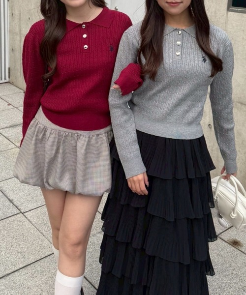 U.S. POLO ASSN.(ユーエスポロアッスン)の「【U.S. POLO ASSN. ×RMAF】ケーブルポロニットプルオーバー(ニット/セーター・レディース・ネイビー/ボルドー/グレー/オフホワイト/ブルー・FREE)」の21枚目の写真