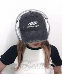 WEGO/ダメージロゴ刺繍キャップ