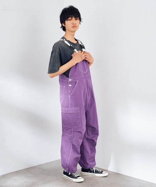 EDWIN(エドウィン)の「EDWIN エドウィン WEB限定【ユニセックス】 EDWIN STEPMARK バルーンオーバーオール サロペット ビブ カーゴパンツ(サロペット/オーバーオール・メンズ・ホワイト/ブラック/パープル/ターコイズブルー/オレンジ・MEDIUM/LARGE)」の4枚目の写真