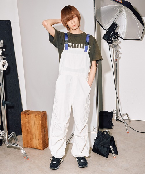 EDWIN(エドウィン)の「EDWIN エドウィン WEB限定【ユニセックス】 EDWIN STEPMARK バルーンオーバーオール サロペット ビブ カーゴパンツ(サロペット/オーバーオール・メンズ・ホワイト/ブラック/パープル/ターコイズブルー/オレンジ・MEDIUM/LARGE)」の1枚目の写真