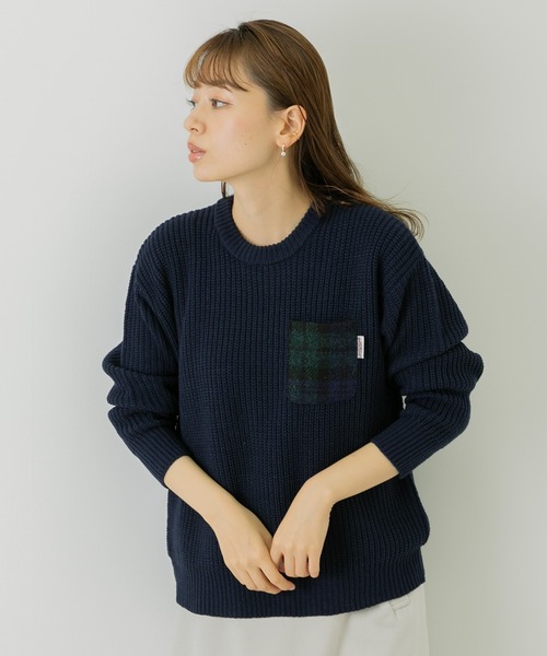 URBAN RESEARCH Sonny Label(アーバンリサーチサニーレーベル)の「ハリスツイードポケットニットプルオーバー(Tシャツ/カットソー・レディース・ネイビー/オフホワイト/ライトグレー/ブラウン・FREE)」の4枚目の写真